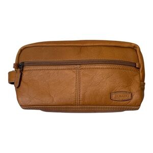 Dorado Made in Columbia Brown Tan Leather Men’s Toiletry Zip Travel Pouch Bag